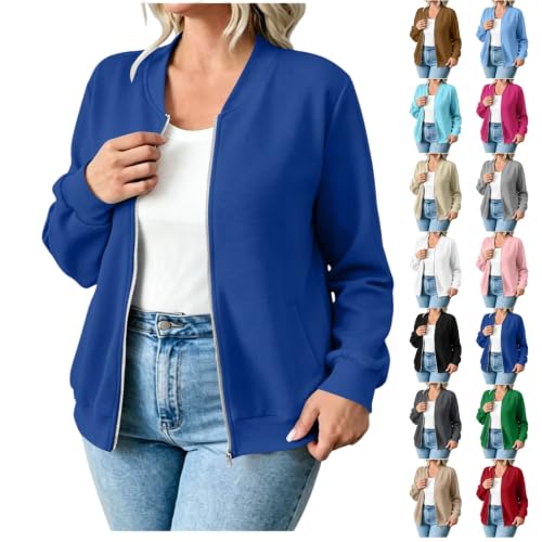 Women Zip Up Long Sleeve Bomber Jacket