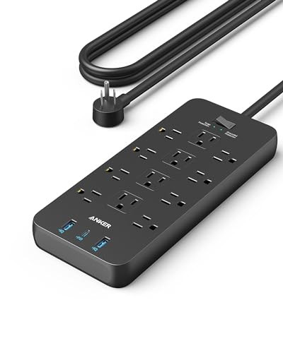 Anker 15-in-1 Surge Protector Power Strip w/ 5' Cord (12x AC, 1x USB-C, 2x USB-A)