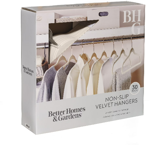 Better Homes & Gardens Velvet Adult Clothing Hangers, Beige, Non-Slip, Space Saving, 30 Count Deal