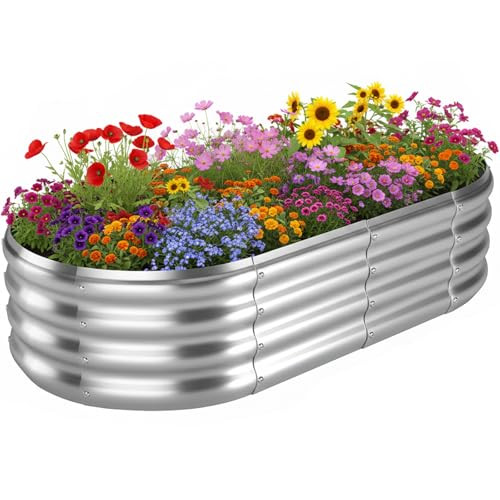 TATAANTY Galvanized Raised Garden Bed 4'x2'x1'