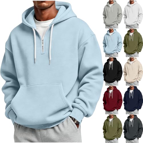 Zip Up Quarter Pullover Oversized Hooded Sweatshirts Pocket Deal