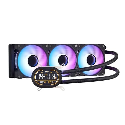 darkFlash DH360D V1.2 360mm AIO Liquid CPU Cooler w/ Display & ARGB Sync (Black)