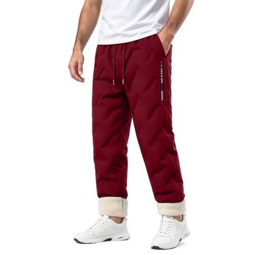Fleece Lined Quilted Thermal Sweatpants with Pockets