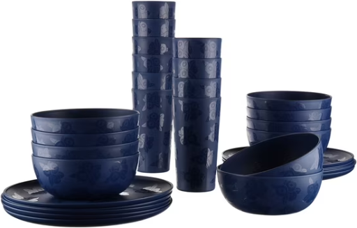 Mainstays 30-Piece Plastic Etched Blueberry Pattern Dinnerware Bundle Set Deal