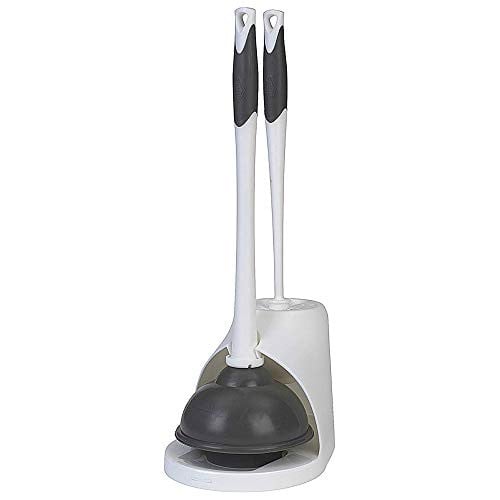 Clorox Toilet Plunger and Brush Bowl Set with Holder Caddy Storage Deal