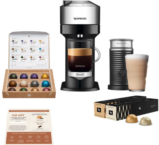 Nespresso Vertuo Next Deluxe with Aeroccino 3 and 32 Capsules