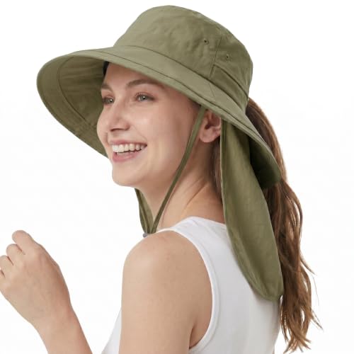 Facecozy Women's Wide-Brim Sun Hat with Neck Flap