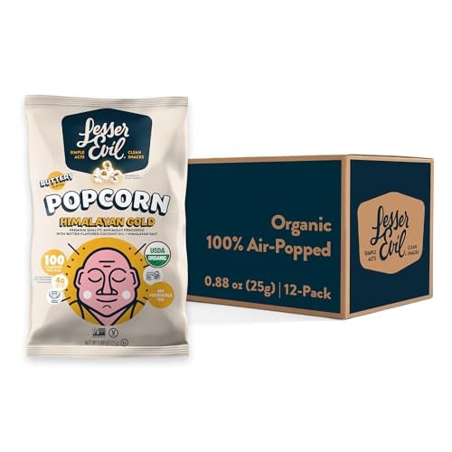 LesserEvil Himalayan Gold Salt Organic Popcorn 12-Pack