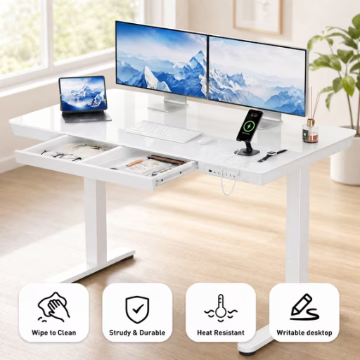 Kyspho One-Piece Glass Top Standing Desk 48" x 24" Deal