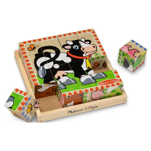 Melissa & Doug Farm Wooden Cube Puzzle (16 Pcs)