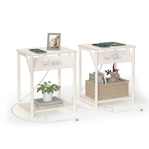 2-Piece 18.9" Songmics Home Small Side Table w/ Charging Station Deal