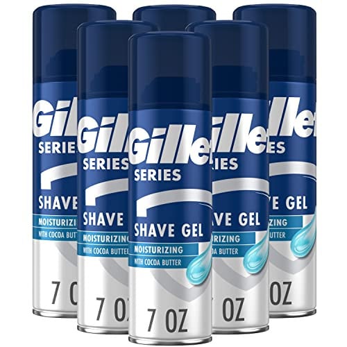 Gillette Series 3X Moisturizing Shave Gel, 6 Count, 7oz Each