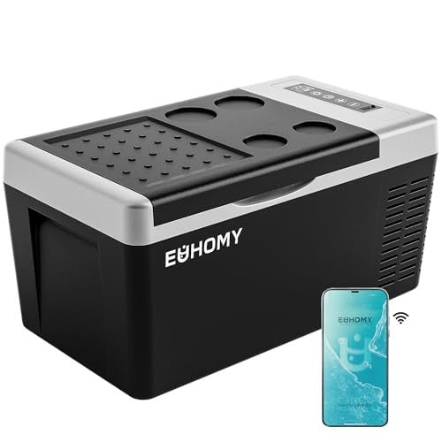 EUHOMY 19QT (18L) 12 Volt Compressor Electric Cooler APP Control Car Fridge