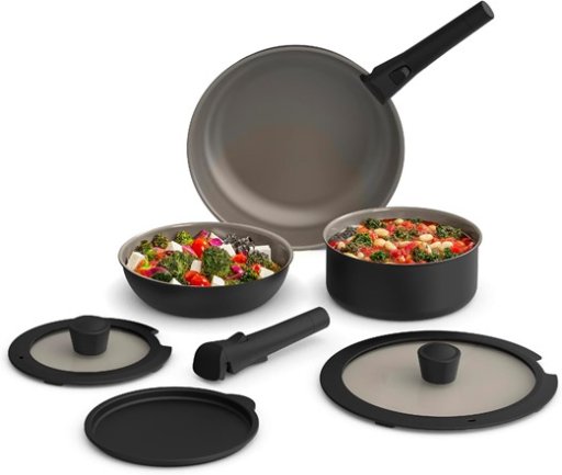 Bella 8-Piece Removable Handle Cookware Set (Black)