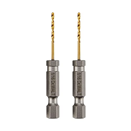 DeWalt Impact Ready 1/16 in. X 2-1/4 in. L Titanium Nitride Drill Bit Hex Shank 2-Pack Deal