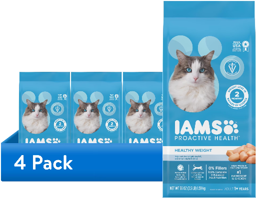 Iams Proactive Health Healthy Weight Chicken Dry Cat Food, 3.5-Lb 4-Pack