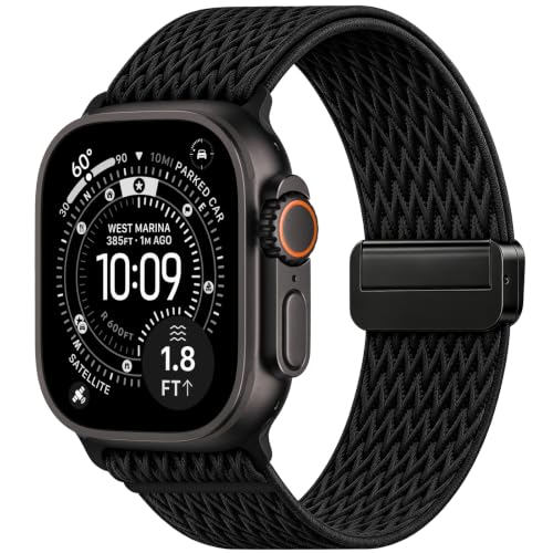TreasureMax Stretchy Nylon Apple Watch Sport Band with Magnetic Clasp, 38-49mm