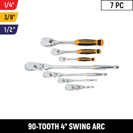 GEARWRENCH 90-Tooth Dual Material Fixed and Flex-Head Ratchet Set (7-Piece) Deal