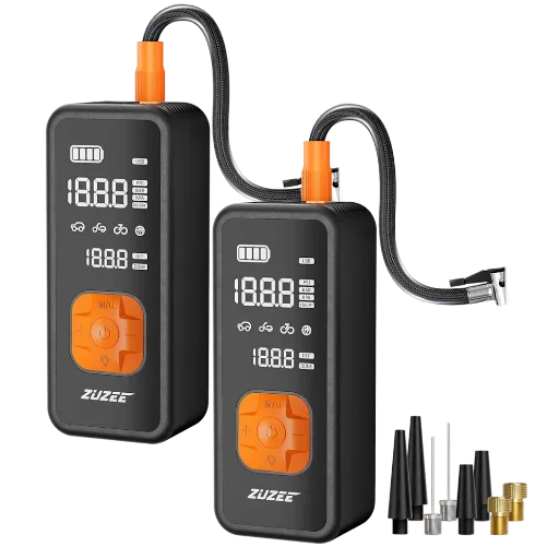 Zuzee 2-Pack 20,000mAh Portable Tire Inflator, Flashlight & Power Bank
