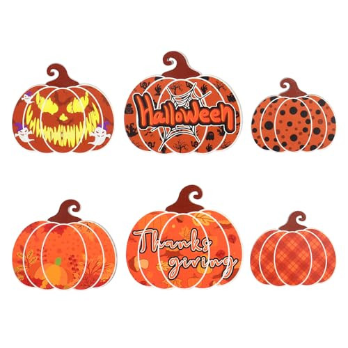 3 PC Double-Side Wooden Pumpkin Decor