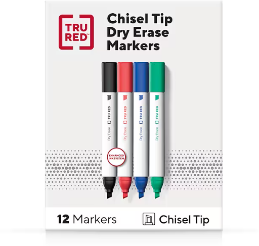 TRU RED Tank Dry Erase Markers 12-Pack (Chisel Tip, Assorted) Deal