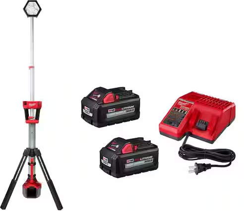 Milwaukee M18 18-Volt Cordless Rocket Dual Power Tower Light w/Two 6.0 Ah Battery and Charger