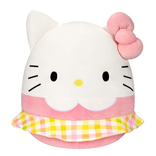 14" Squishmallows Sanrio Hello Kitty Plush in Gingham Skirt