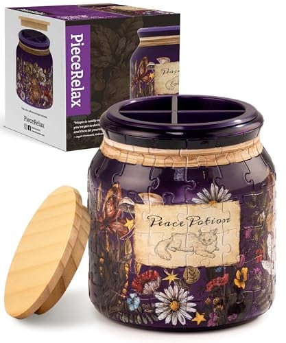 PieceRelax Plastic 3D Jigsaw Puzzle Jar w/ Dividers and Wooden Lid (Peace Potion) 96-Piece Deal
