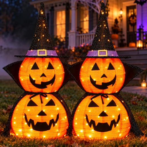 Ktaxon 2-Pack 3ft Lighted Halloween Pumpkins