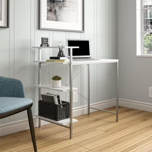 36" Mainstays Student Desk w/ Side Storage (White)