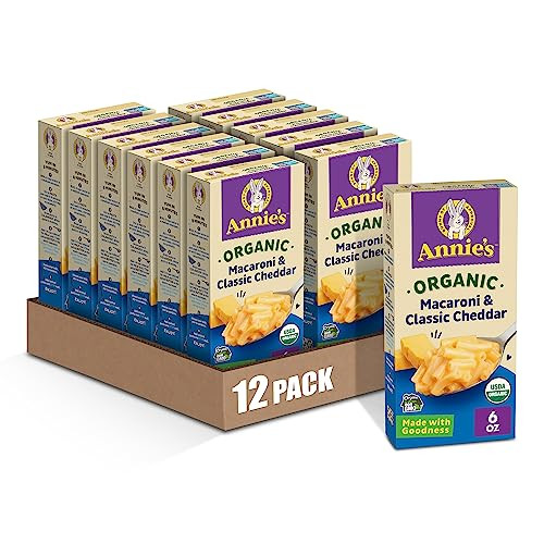 12pk Annie's Organic Macaroni and Classic Cheddar Mac and Cheese 6 oz