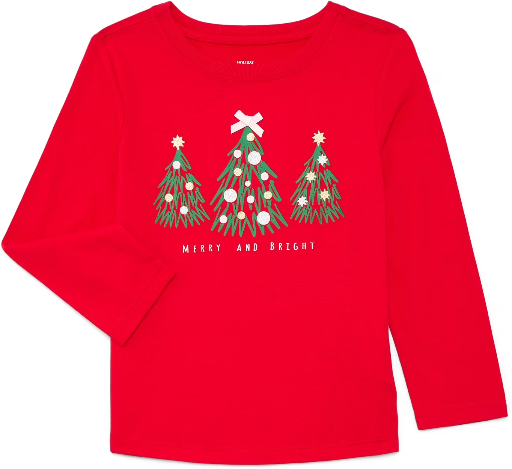 Holiday Time Toddler Long Sleeve Christmas T-Shirt