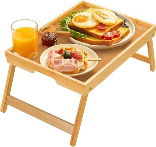 Pipishell Bamboo Bed Tray Table with Foldable Legs Deal