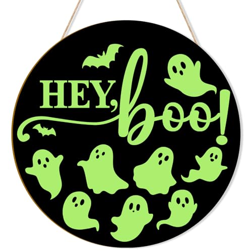Glow in the Dark Wooden Ghost Door Halloween Decoration
