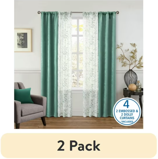 Mainstays 84" Metallic Blackout Curtains & Sheers Set (2-Pack, 8 Panels) Deal