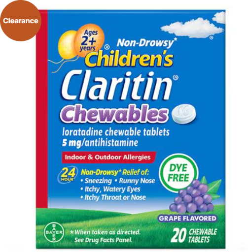 Claritin Children's 24 Hour Chewable Tablets Grape 20 Count