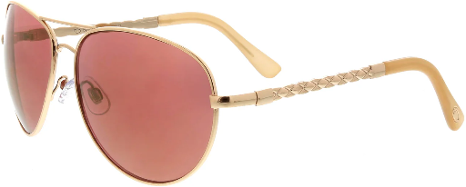 Oscar By Oscar de la Renta Curved Aviator Sunglasses (Gold Tone Rose) Deal