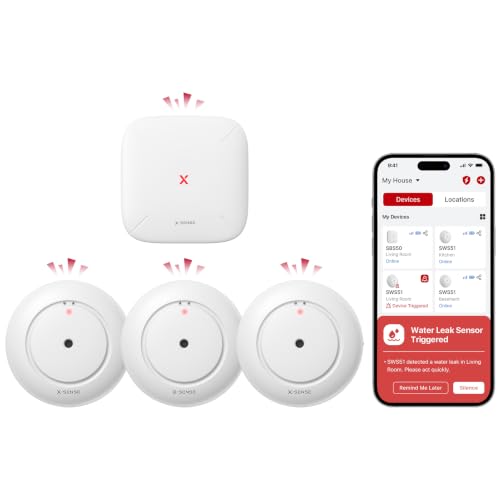 X-Sense Wi-Fi Water Leak Detector Kit, 120 dB, 3 Sensors + Base Deal