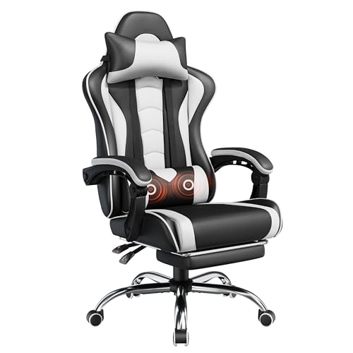 Yaheetech Gaming Chair with Footrest Massage Lumbar Pillow Deal