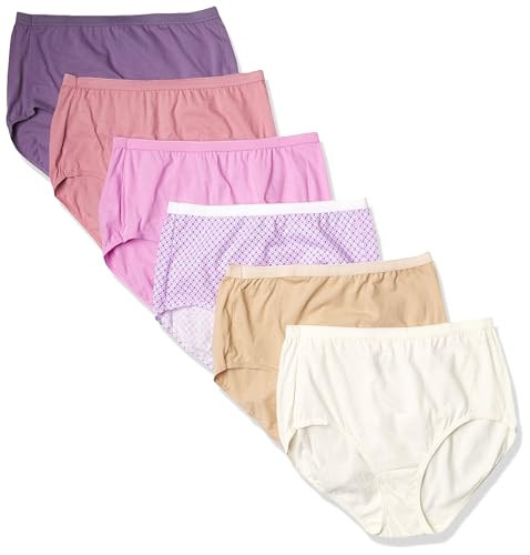 Hanes Womens Just My Size High-Waist 100% Cotton Brief Underwear 6-Pack