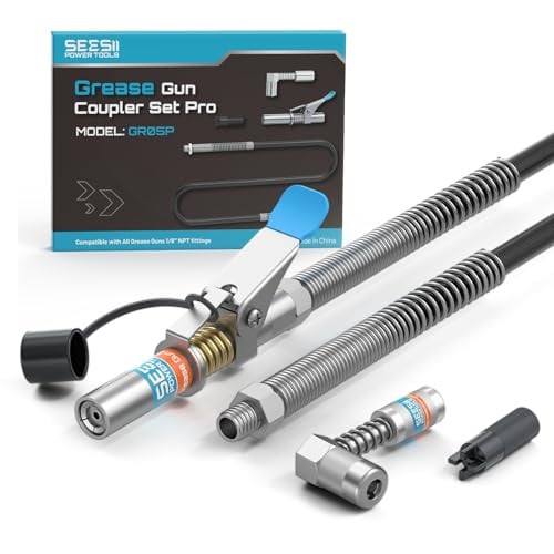 Seesii Grease Gun Accessory Kit Pro w/ 12000 PSI Quick-Release Coupler Cleaning Tool Deal