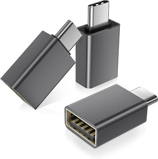 3-Pack Basesailor USB-C to USB-A Adapters (Gray)