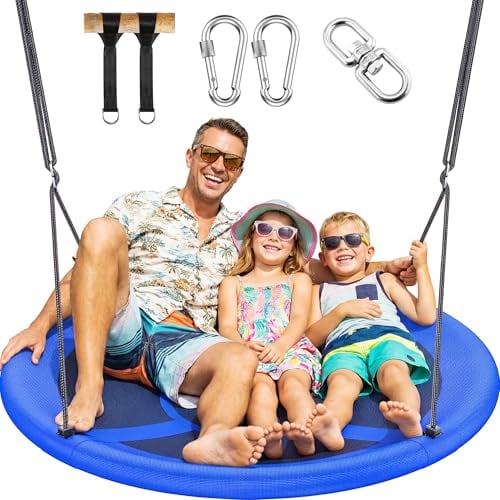 43 Inch Saucer Tree Swing for Kids Adults 700lbs Capacity Blue