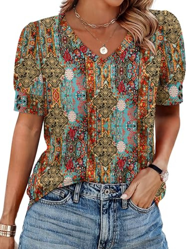  Women's Short Sleeve V Neck Shirts