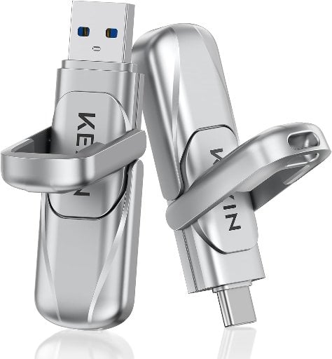 KEXIN 128GB Flash Drive 450MB/s USB 3.2 Dual USB Drive