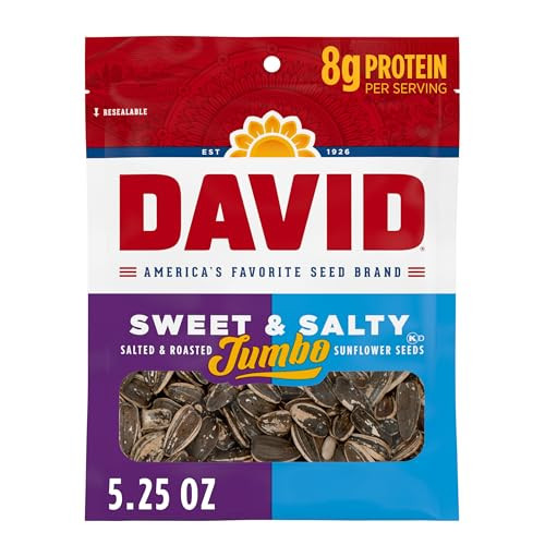 DAVID Salted & Roasted Jumbo Sunflower Seeds Sweet & Salty 12-Pack