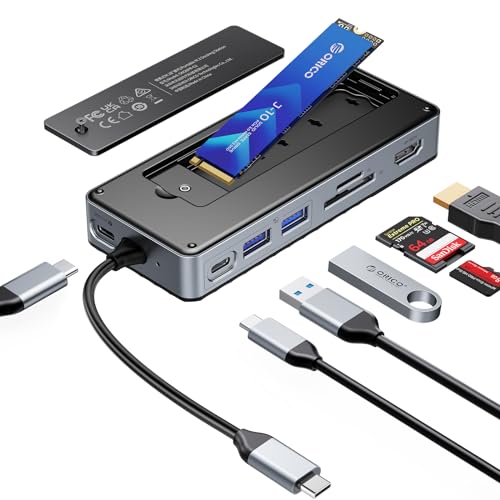 ORICO 8-in-1 USB-C Hub w/ M.2 NVMe/SATA SSD Enclosure Deal