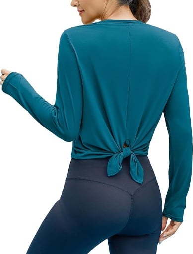 Totatuit Open Back Tops Long Sleeve  Deal