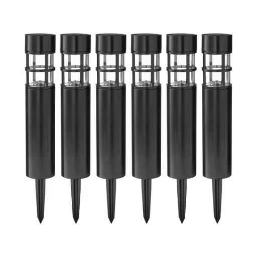 Mainstays Solar Powered Black Bollard Landscape Path Light 6-Count
