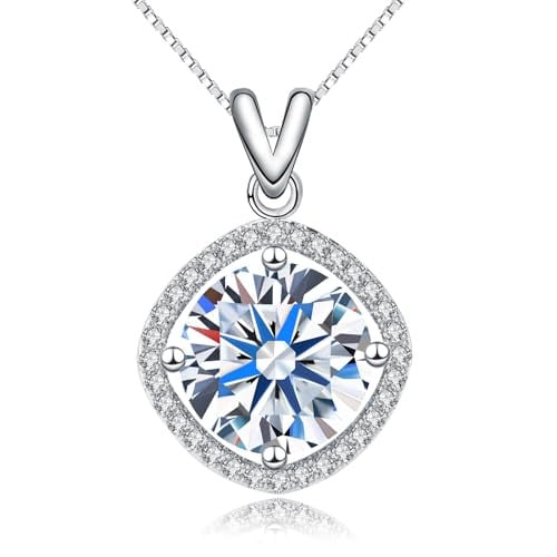 5CT Moissanite Pendant Necklace 18K White Gold Plated Silver Deal